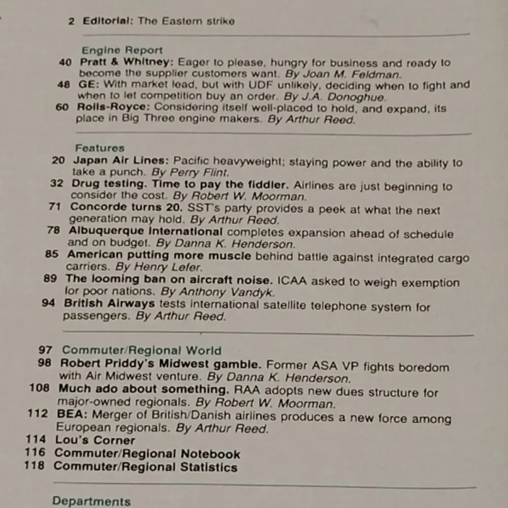 Air Transport World Magazine May 1989 - Japan Air Lines Engine Report Aviation